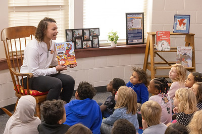 Jackson Reads at Perkins: Iowa State’s Arianna Jackson returned to her alma mater Perkins Elementary School to read Cy’s Perfect Day and to answer some questions about her basketball career to a group of excited kindergarteners on Friday, December 6th. The Roosevelt grad and current Iowa State sophomore donated a copy of the book to each DMPS elementary school before making a second stop at King Elementary School to spread some cyclone spirit.